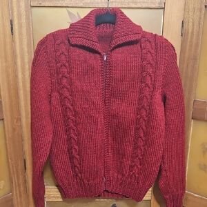 Vintage Cozy Maroon Wool Cable Knit Sweater